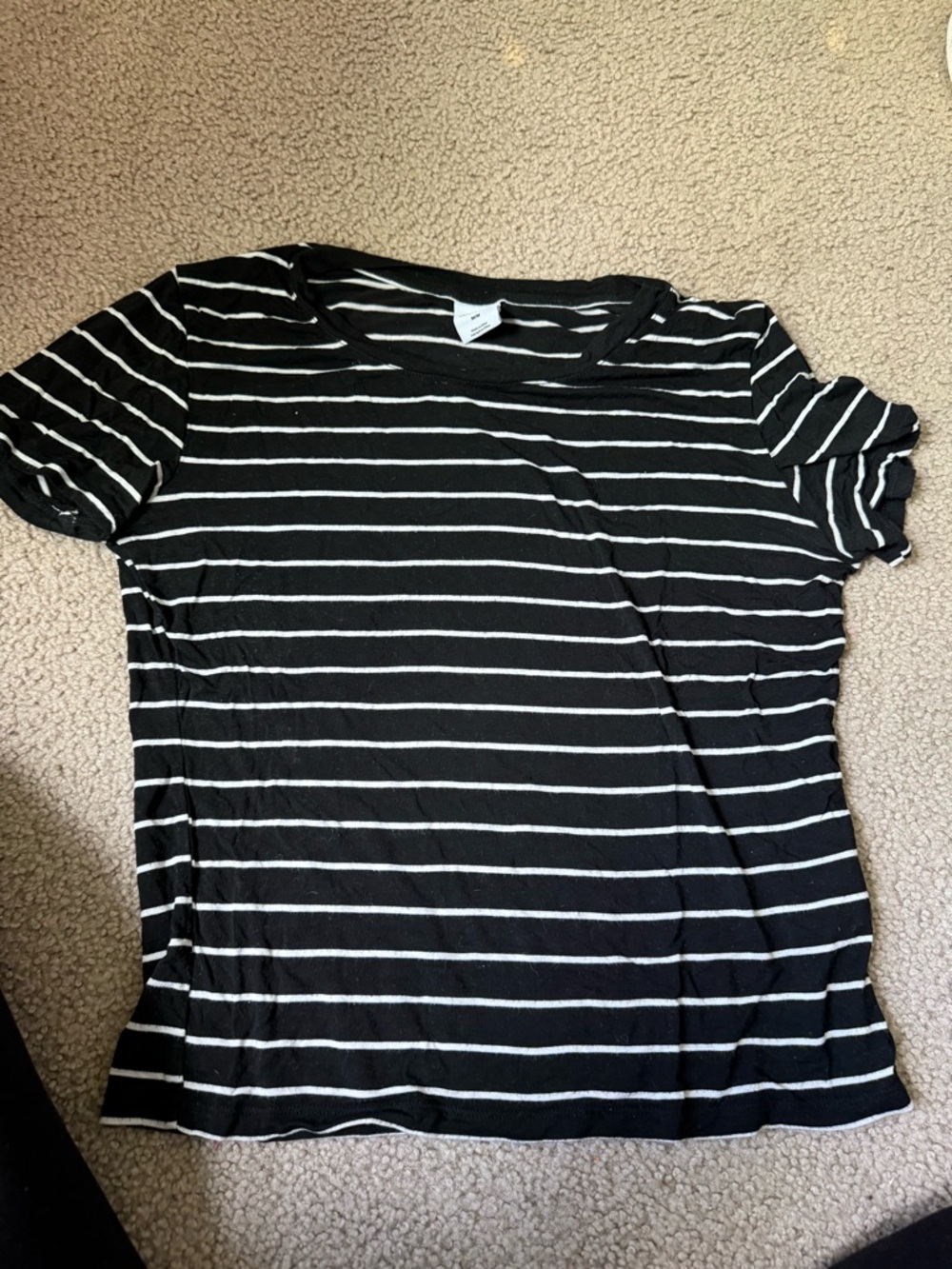 Women’s Black & White Striped Short Sleeve Tee